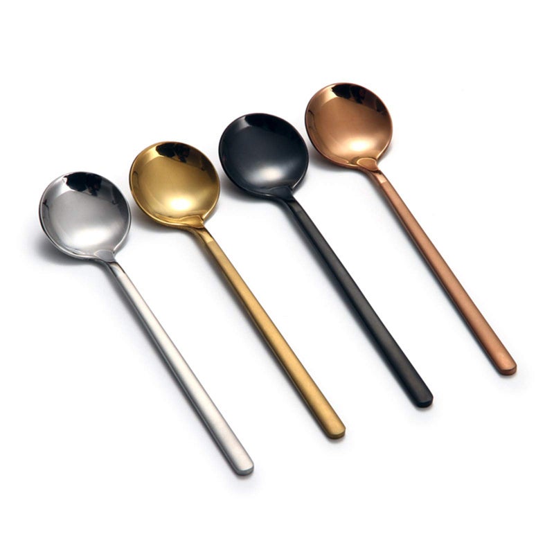 LINWIN 8 Pcs Coffee Spoons Teaspoons 5.3-Inch Matte Frosted Handle Stainless Steel Espresso Spoons for Coffee Ice Cream Sugar Dessert Cake Soup - Image 1